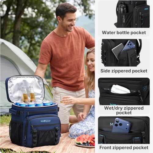 MAPLELILY Insulated Leakproof Backpack Cooler - Vibrant Orange, 12-Hour Ice Retention