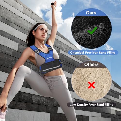 Weighted Vest for Men and Women - Adjustable 4-10lbs Fitness Running Vest Blue