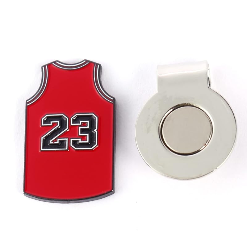 Golf Ball Markers with Hat Clips Set – Red 23, Zinc Alloy, Magnetic