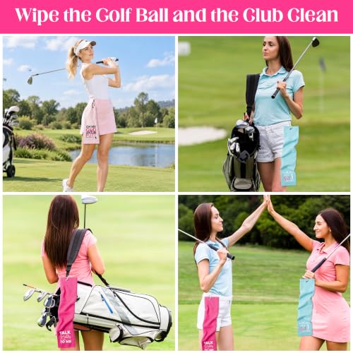 3-Pack Pink, Rose & Blue Golf Towels for Women - Microfiber, Embroidered, Golf Bag Accessories