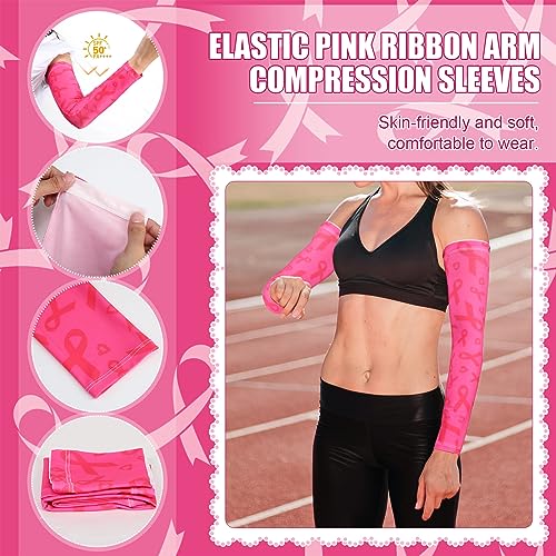 Pink Breast Cancer Awareness Arm Sleeves 30 Pairs - Rose Red Variation