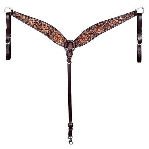 HILASON Western Horse Breast Collar American Leather Floral Carving | for Horses