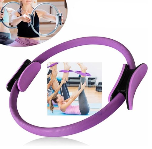 Pilates Essentials Kit for Women, Booty Bands for Working Out Glutes Yoga Ball 25cm Figure 8 Resistance Band Yoga Bands for Stretching (Purple)