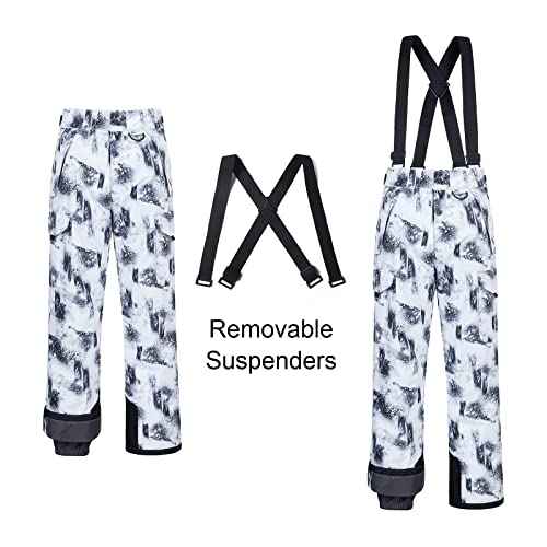 CREATMO US Men's Snow Pants Ski Bibs Waterproof Insulated Winter Snowboard Cargo