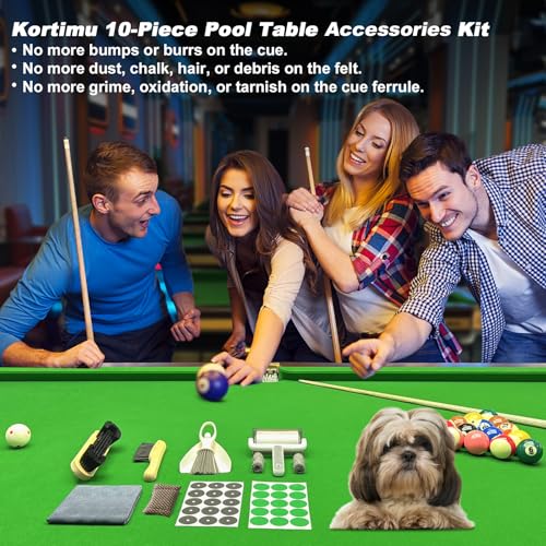 Billiard Pool Table Cleaning Kit - 10-Piece Maintenance Set with Brushes, Patches & Accessories