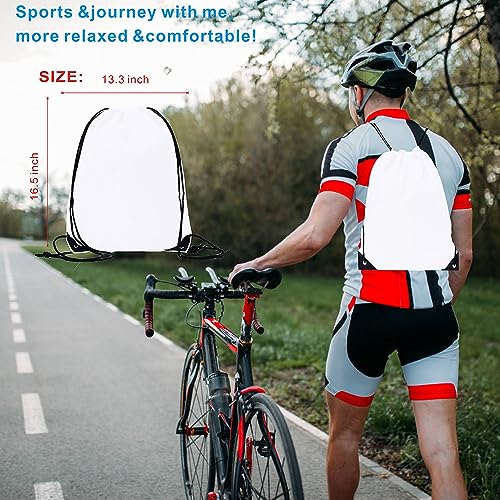 White Drawstring Backpack Bulk 20 Packs - DIY Gym Sports Travel Cinch Bag
