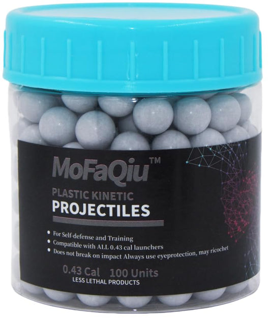 100 Rounds Solid Nylon 43 Cal. Paintballs 43 Cal Rubber Balls Ammo for Reusable .43 Caliber Hard Plastic Projectiles for Self Defense