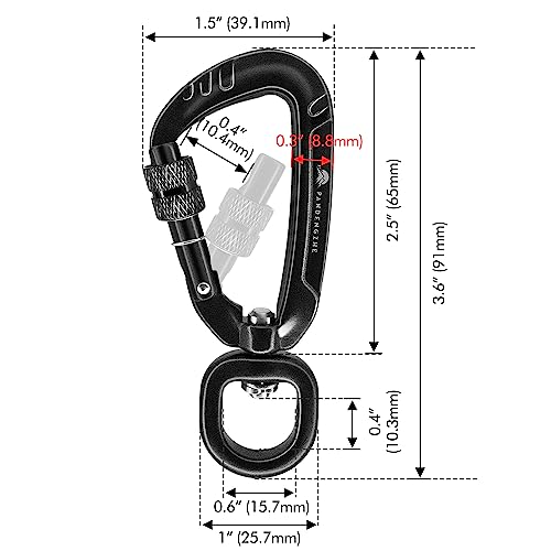 2 Pack Locking Carabiner Clips 2.5" with Swivel & Screw Lock for Pets Camping Hiking