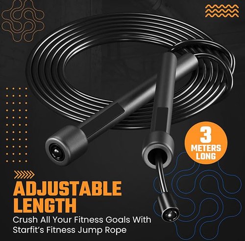 Lightweight Jump Rope for Fitness and Exercise, Adjustable Jump Ropes, Cardio and Endurance Training, Jumping Rope for Workout,Black