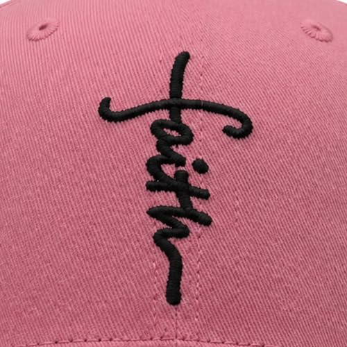 Christian Faith Cross Hats for Men & Women - Embroidered Baseball Cap Pink & Black