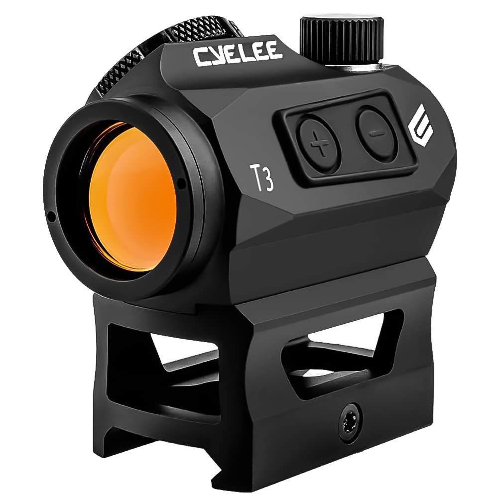 Cyelee T3 Red Dot Sight for Rifles, 1x20mm 2MOA Shake Awake Reflex Sight, Picatinny Gun Sight with Absolute Co Witness Riser