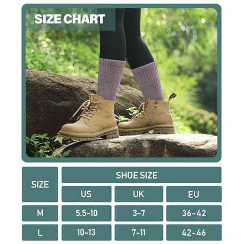 LANLEO Merino Wool Hiking Socks for Women Men Thermal Winter Warm Thick Cushion Moisture Wicking Crew Work Boot Socks