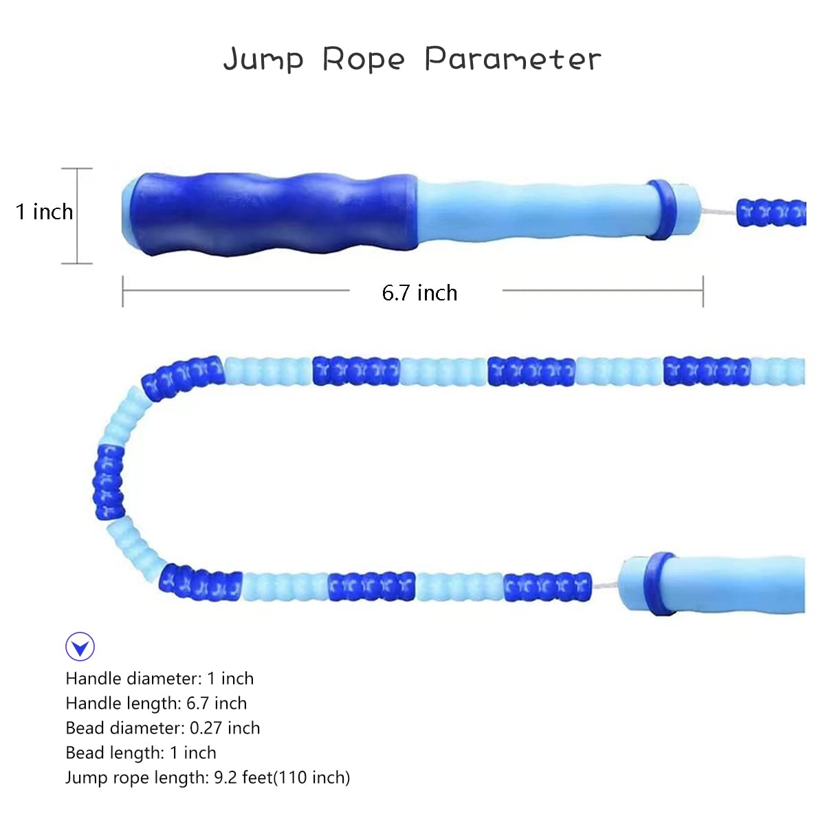 TYSISKNO 3er-Pack Springseil für Kinder, Mädchen und Jungen, weiche Perlen-Springseile, verstellbares Springseil, hält Fit, Training – 2.5 m