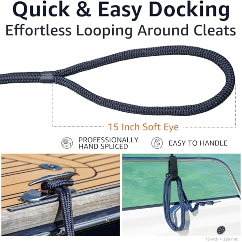 Double Braid 5/8" x 15' Boat Dock Lines (2-Pack) – Nylon Ropes for