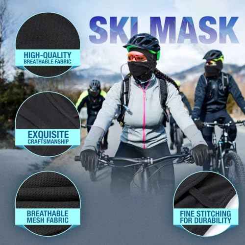 Winter Balaclava Face Mask PU Leather Gloves Set,Breathable Full Face Mask Touchscreen Waterproof Gloves for Men Women