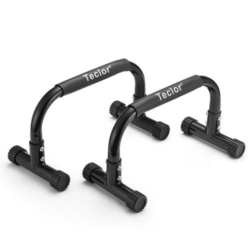 Teclor Push Up Bar,9.5in High Parallettes Bars Great for L-sit, Sturdy Steel Structure Black Push Up Bars for Men & Women, Full Planche & Dips, Heavy-duty No Wobbling Calisthenics Equipment MAX Capacity 660LBS,Floor Workouts Calisthenics Equipment