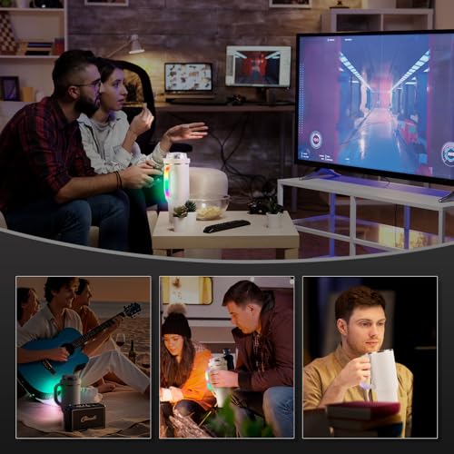 LED Light-up Tumbler Handle with Stanley 40oz/30oz, 6 Colors 10 Modes Stanley Cup Handle Accessories,USB Rechargeable Cup Handle with Comfortable Grip, Party Gym Camping Rose Quartz