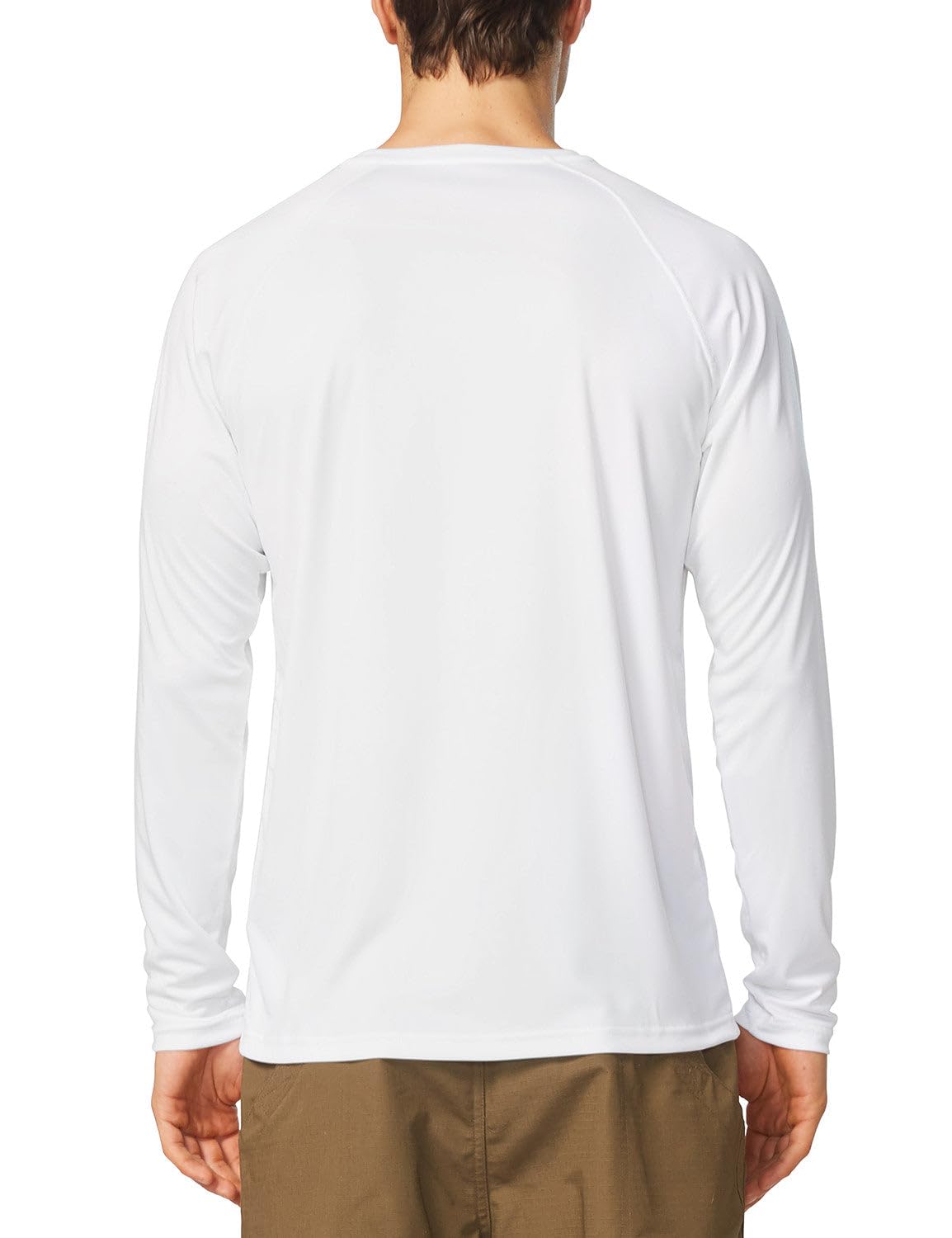 baleaf Mens UPF 50+ Sun Protection Shirts Long Sleeve Rash Guard, Quick Dry 4-Way Stretch for Fishing Swimming Surfing 2 Pack-White L