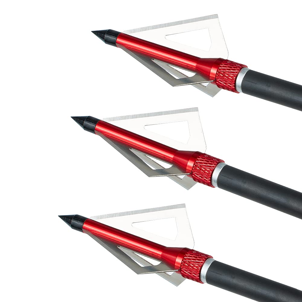 IRQ 20 Inch Crossbow Bolts and Crossbow Broadheads Set, Carbon Crossbow Arrows for Hunting and Outdoor Practice, 12 Red Arrows, 6 Broadheads(18 Pack)(Black and red)
