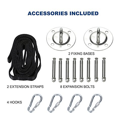 ZELUS Black Aerial Yoga Swing Sling Kit Support Inversion Equipment with Straps