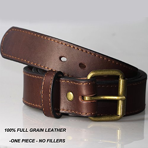 Brown Leather Concealed Carry Gun Belt - Full Grain Cowhide, Size 38