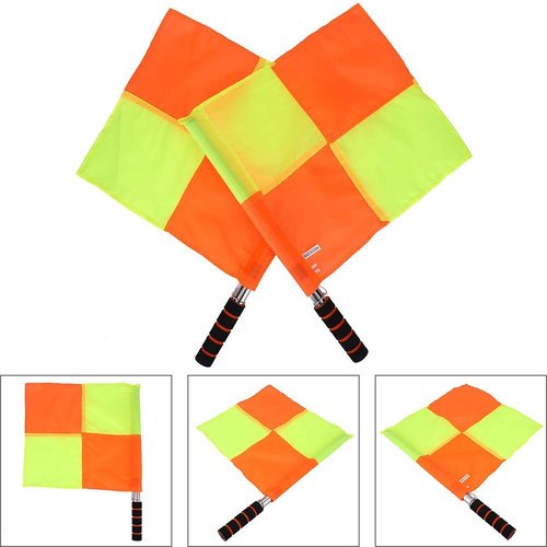 Referee flag, 2 Pcs Stainless Steel Rod Sponge Handle Linesman flags with Bag for Sports Match Soccer Outdoor Competition