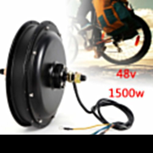 Rear Wheel Motor, 48V 1500W Electric Hub Motor 500rpm Brushless Gearless Threaded Hub Motor for 20-28" Conventional Bikes and Rear Wheels with Dropouts of 5.31Inches