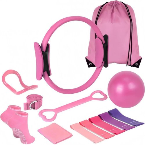 Pilates Essentials Kit, 13-Piece Home Pilates Equipment Set for Women, Pilates Ring and Ball Set, Resistance Bands, Yoga Ball, Perfect for Women's Home Workouts & Beginners