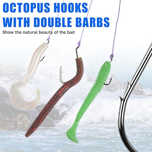 150pcs Octopus Baitholder Fishing Hooks Double Barb Saltwater & Freshwater