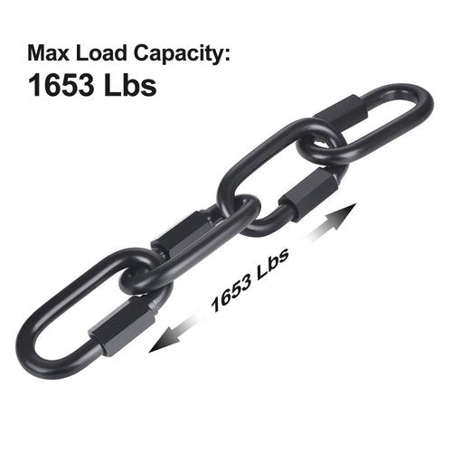 BEWISHOME D Shape Locking Carabiner,Black Quick Links,Durable Chain Links,Heavy Duty Chain Connector,Black M8 HDK03H