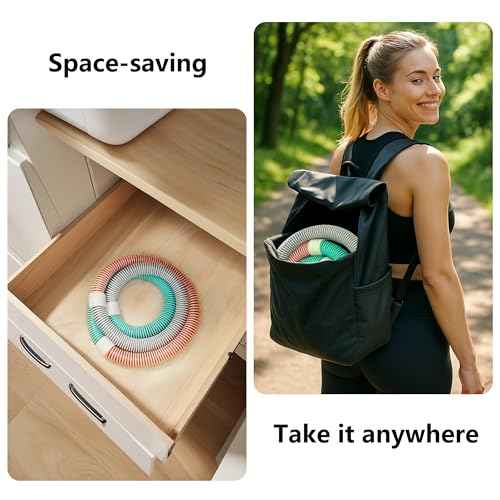 Weighted Soft Spring Hula Hoop for Adults ? 3.3lb Foldable Fitness Hoop, Waist-Friendly Design, Portable Slimming Exercise Equipment for Home and Travel