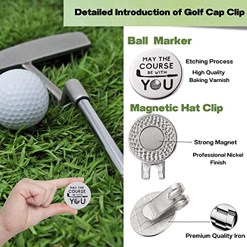 May The Course Be With You Golf Ball Marker with Magnetic Hat Clip - Funny Golf Accessories for Men & Women