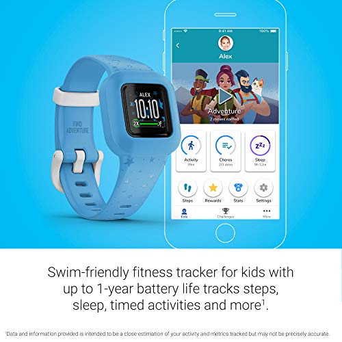 Garmin vivofit jr. 3, Fitness Tracker for Kids, Includes Interactive App Experience, Swim-Friendly, Up to 1-Year Battery Life, Blue Stars