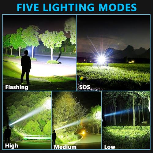 AMAKER MR-AG Rechargeable LED Headlamp 350,000 Hours, 5 Modes, Waterproof, 90° Adjustable