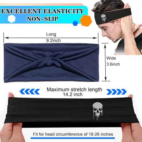Sports Headbands for Men Sweatbands Sweat Bands Headbands Men 3pcs Workout Cooling Head Bands for Running Hairband for Tennis Football Gym Yoga