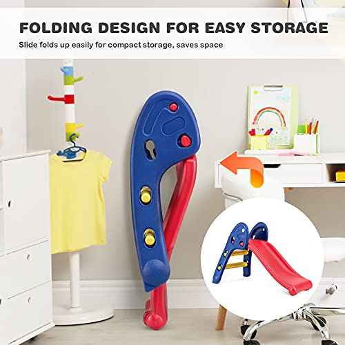 Baby Joy Folding Slide, Indoor First Slide Plastic Play Slide Climber Kids (Ellipse Rail)