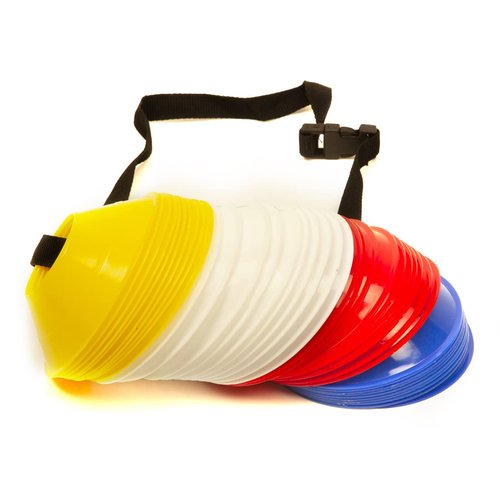 GSi Mini Cones for Sports - 40 Pack - 5Inch Diameter for Better Space Utilization - Comes with Shoulder Strap - for Agility Training Drills