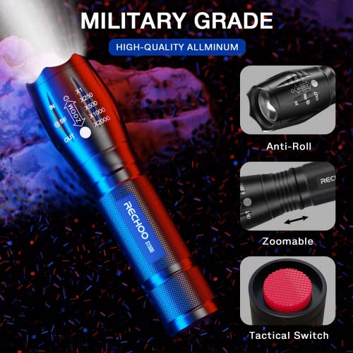 RECHOO Tactical Flashlight 4 Pack - Bright Zoomable LED Emergency Camping Light