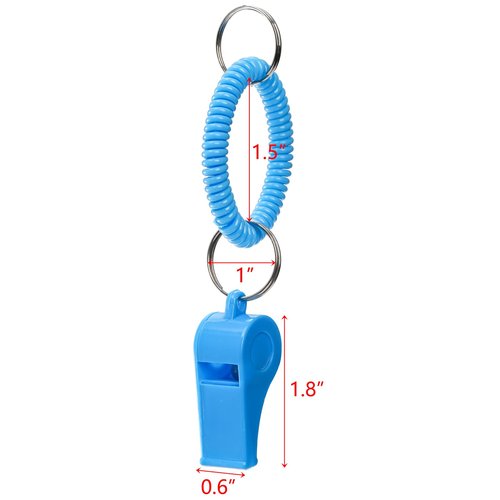 Hedume 30 Pcs Sport Whistle with Bracelet, 6 Colors Loud Plastic Whistles with Stretchable Coil Wrist Keychain Ring for Coaches, Referees, Officials, Birthday Party Gift, Emergency Training