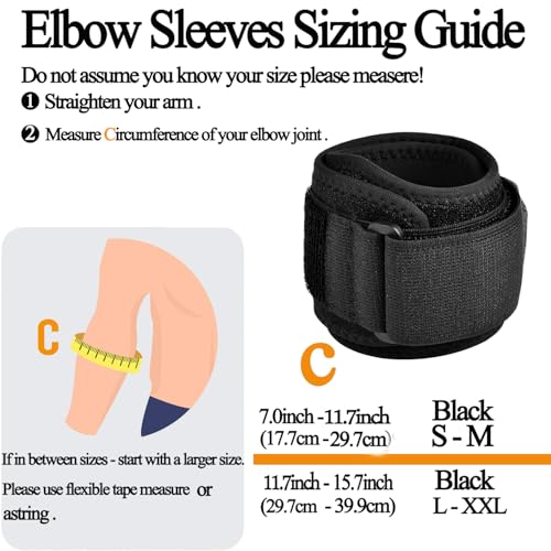 Black Large Forearm Wraps for Pain Relief Tennis Elbow Tendonitis Support - Pack of 1