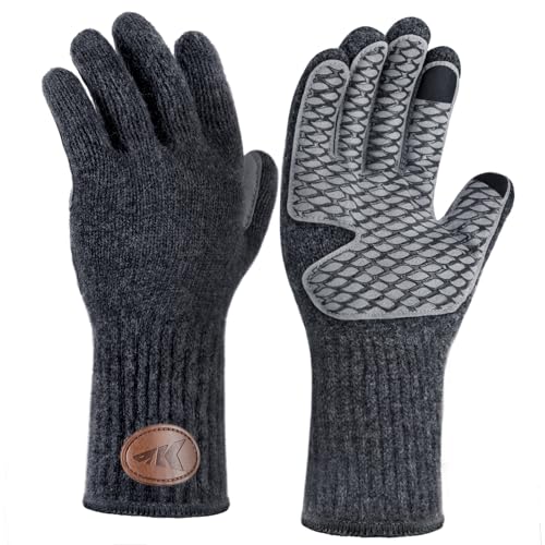 KastKing Bully Wooly Full Finger Gloves, Wool Fishing Gloves,Extended Cuff, Winter Gloves for Ice Fishing, Hunting, Hiking
