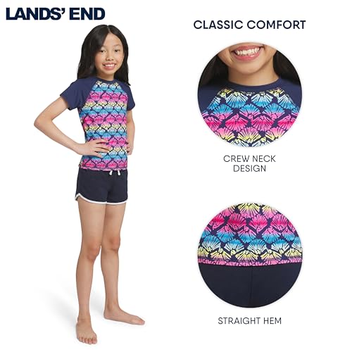 Girls' UPF 50+ Short Sleeve Sun Tee Rash Guard Shirt - Small Deep Sea Navy