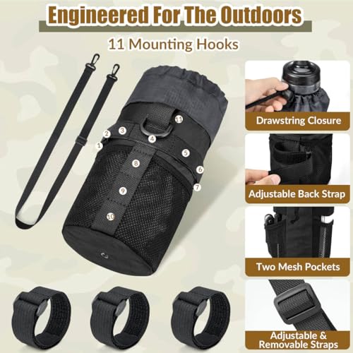 Insulated Bike Water Bottle Holder - Universal Fit 20-40oz Black