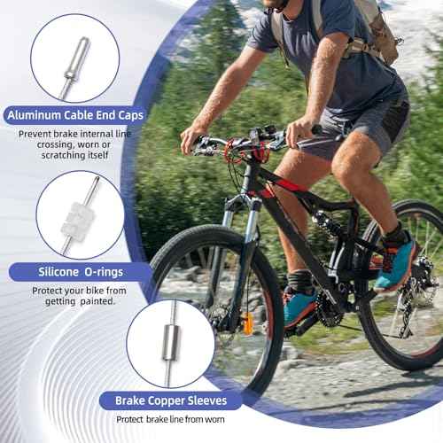 Universal Bike Brake Cable Kit,Bike Brake Cable Housing and Bike Shifter Cable Housing Set with Bike Cable End Caps,Copper Sleeves and O-Rings Kit for Mountain Road Bike Repair