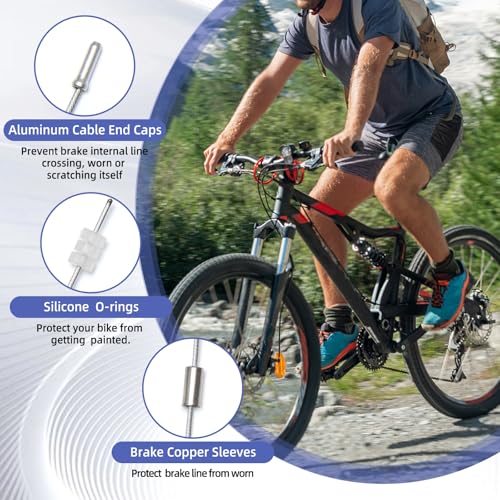 Universal Bike Brake and Shift Cable Kit with End Caps and Copper Sleeves