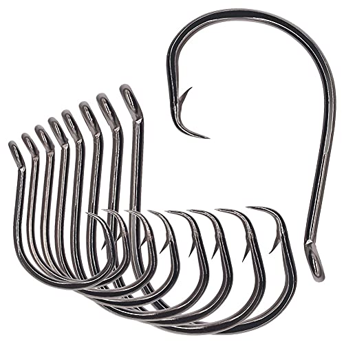 Octopus Circle Hooks Saltwater Fishing Hooks 50 Pack Black 8/0