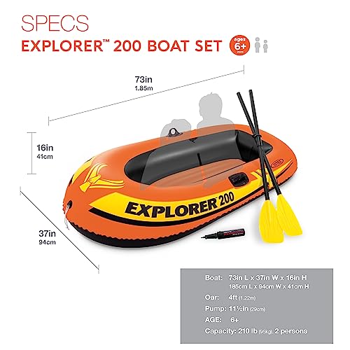 2 Person Inflatable Boat Set with Dual Air Chambers and Oars - Explorer Series