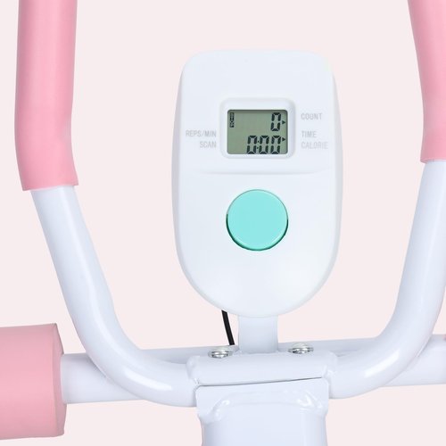 BESUFY Ab Workout Equipment, Ab Machine for Stomach Workout, Adjustable Ab Trainer Machine with LCD Data Display Screen Full Body Workout, Home Gym Exercise Equipment Pink