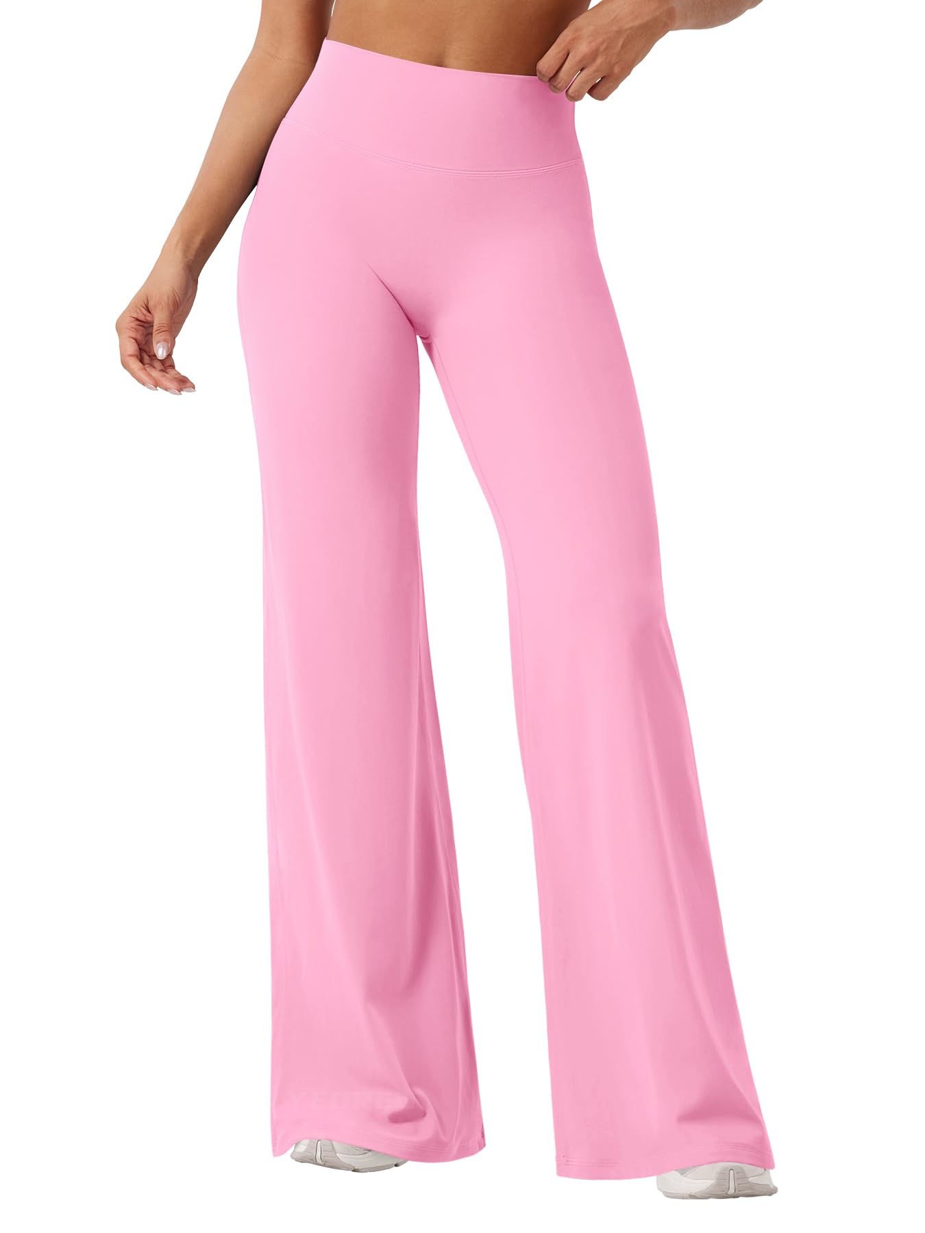 YEOREO Workout Leggings Womens No Front Seam Straight Leggings 33" High Waist Buttery Eddiy Gym Yoga Pants Bubblegum Pink L