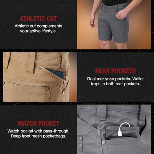 Vertx Cutback Mens Tactical Cargo Shorts 8.5 inches, Quick Dry, 8 Pockets for EDC Survival Gear Concealed Carry, Athletic Fit
